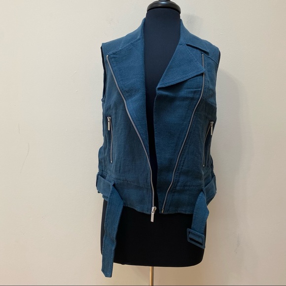 NEW Elizabeth And James  Blue Tegan Biker Vest - Picture 6 of 8